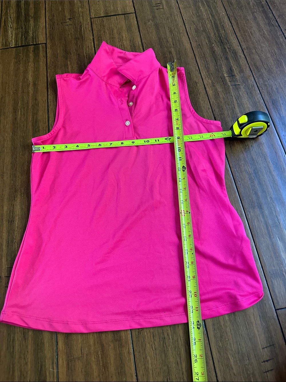 Women’s Sleeveless Pink Polo Tank with Button Placket